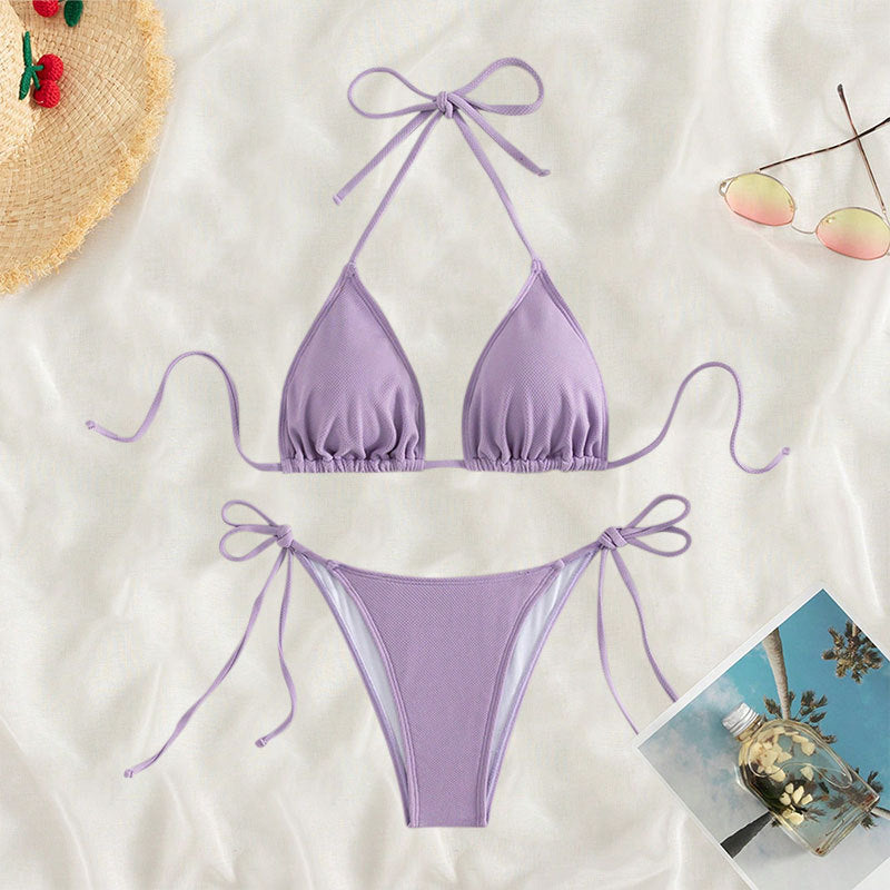 Damen Triangel-Bikini mit verstellbaren BindNord Taschenändern und hohem Beinausschnitt