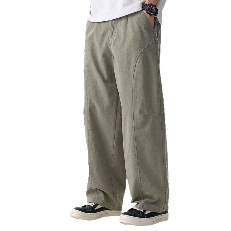 Herren Locker geschnittene Utility-Hose mit weitem Bein, markanten Ziernähten und elastischem Bund Nord Taschen