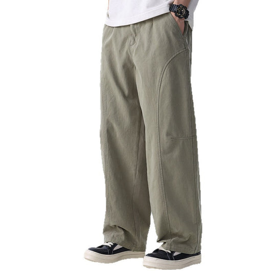 Herren Locker geschnittene Utility-Hose mit weitem Bein, markanten Ziernähten und elastischem Bund Nord Taschen