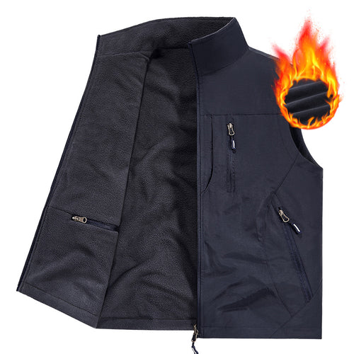 Herren Thermo-Fleece Outdoorweste mit wärmender Teddyfutter-Innenseite, winddichter Außenlage & Multifunktions-Reißverschlusstaschen Nord Taschen