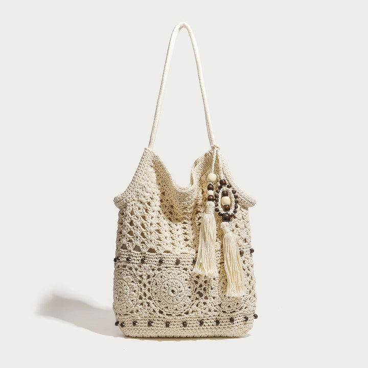 Damen Hobo-Tasche mit handgeknüpften Details und dekorativen Quasten Nord Taschen