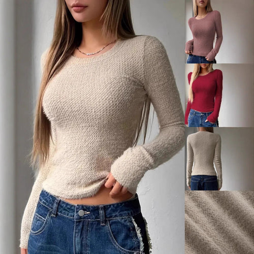 Damen Weiches Langarmshirt mit Struktur Nord Taschen