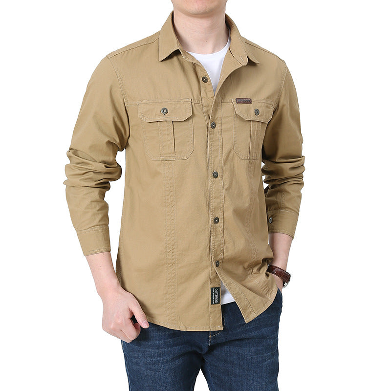 Herren robustes Overshirt aus Baumwoll-Canvas mit Brustpattentaschen Nord Taschen