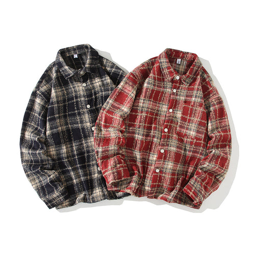 Herren Kariertes Flanell-Overshirt mit Druckknopffront und geradem Schnitt Nord Taschen