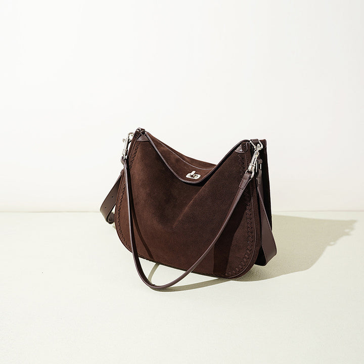 Damen hochwertige Velour-Handtasche mit handgefertigtem Detail Nord Taschen