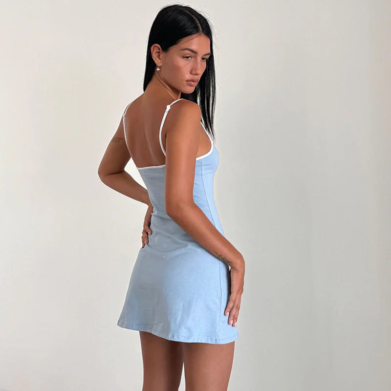 Damen lässiges Sommerkleid mit verstellbaren Spaghettiträgern Nord Taschen