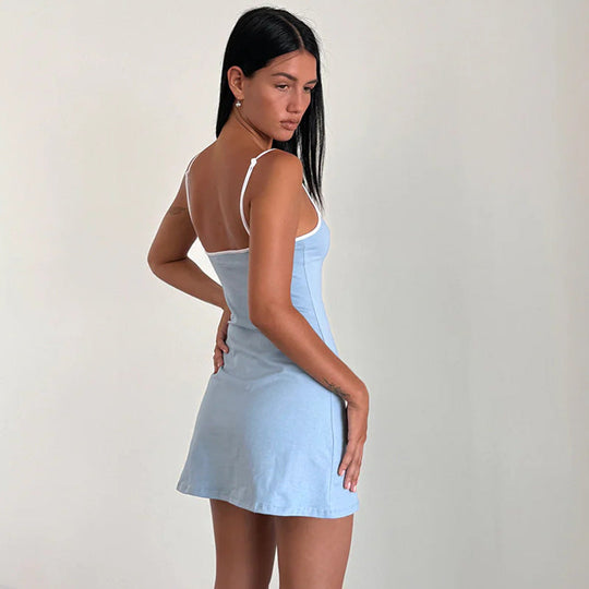 Damen lässiges Sommerkleid mit verstellbaren Spaghettiträgern Nord Taschen