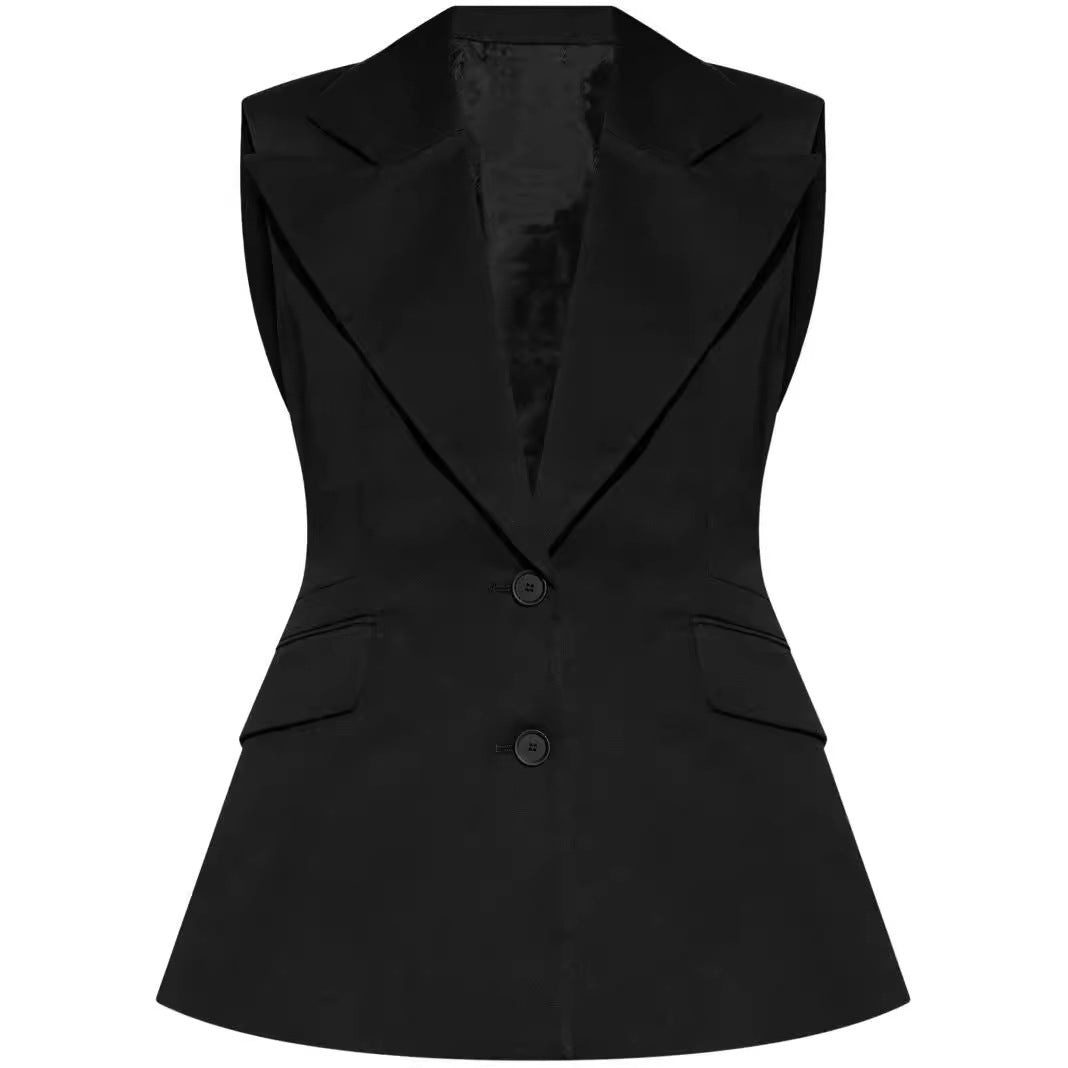 Damen Ärmelloser Blazer mit markantem Schalkragen und taillierter Silhouette Nord Taschen