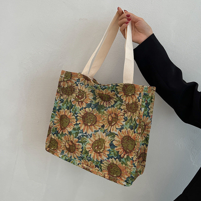 Damen Jute-Shopper-Tasche mit floralem Design und robusten Henkeln Nord Taschen