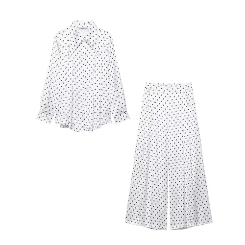 Damen Weite Palazzohose mit hoher Taille, Bein‑Schlitz und Punktmuster Nord Taschen