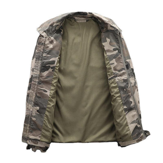 Herren Utility-Blouson im Camouflage-Muster mit Reißverschluss und Armzippertasche Nord Taschen