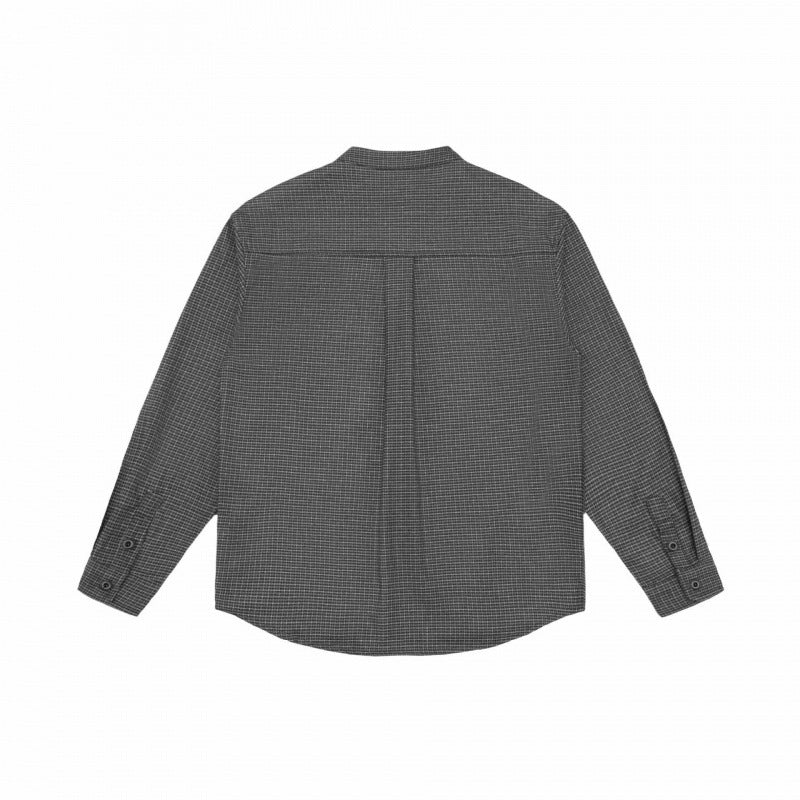 Herren Overshirt‑Hemdjacke mit Stehkragen, Hahnentritt‑Muster und gerundetem Saum Nord Taschen