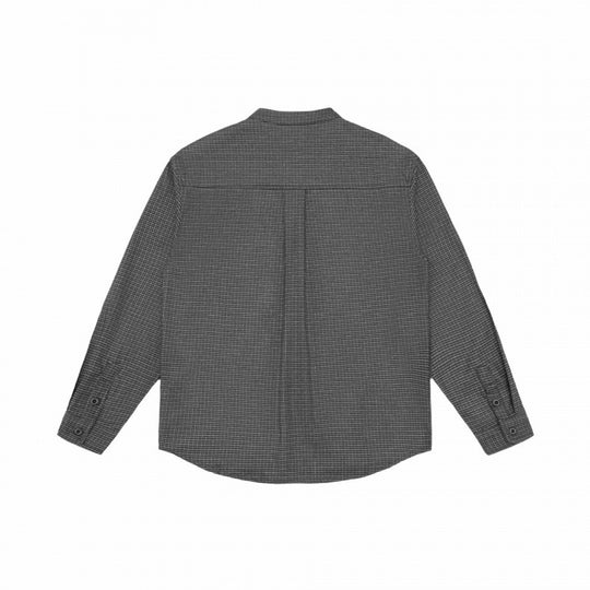 Herren Overshirt‑Hemdjacke mit Stehkragen, Hahnentritt‑Muster und gerundetem Saum Nord Taschen