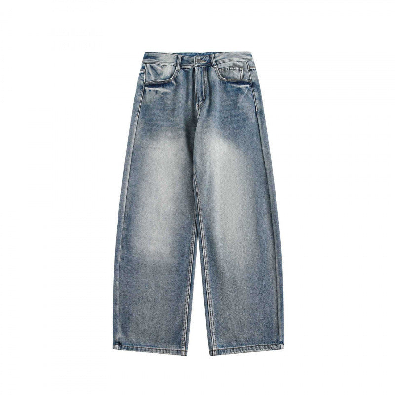 Damen Highwaist Weite Jeanshose im Vintage-Washed-Look mit weitem Bein Nord Taschen