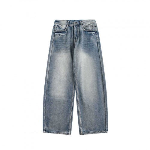 Damen Highwaist Weite Jeanshose im Vintage-Washed-Look mit weitem Bein Nord Taschen