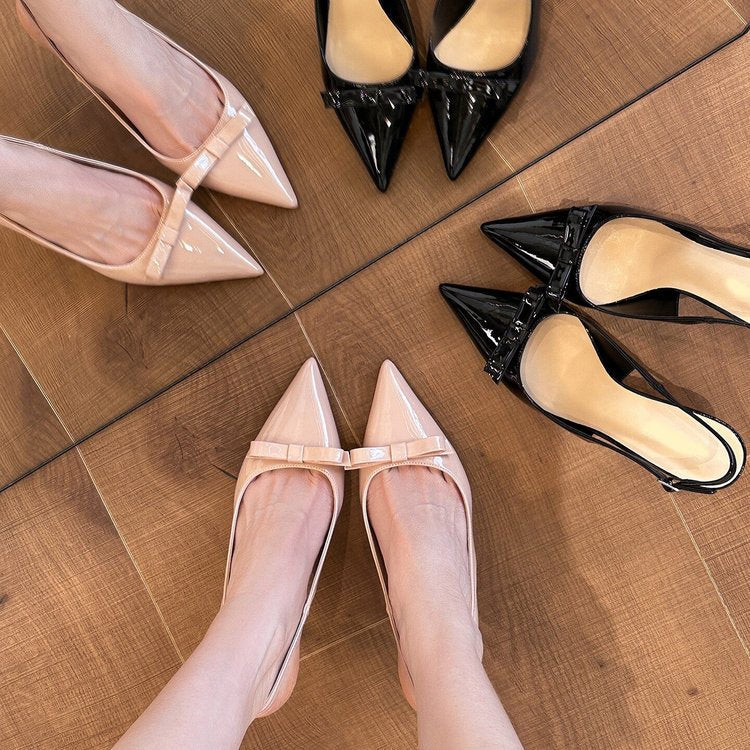 Damen Slingback-Pumps mit zierlichem Schleifenakzent