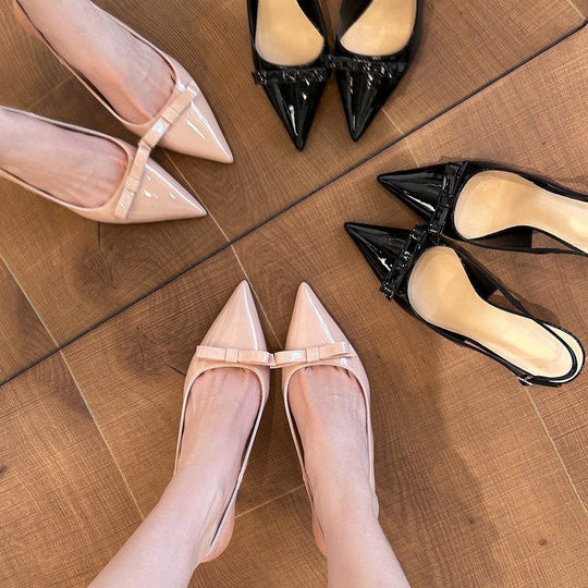 Damen Slingback-Pumps mit zierlichem Schleifenakzent