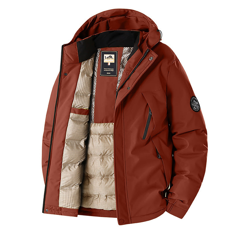 Herren Winddichte Thermo-Parka mit abnehmbarer Kapuze, Stehkragen & versteckten Reißverschlusstaschen Nord Taschen