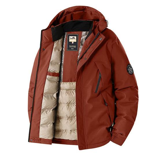 Herren Winddichte Thermo-Parka mit abnehmbarer Kapuze, Stehkragen & versteckten Reißverschlusstaschen Nord Taschen
