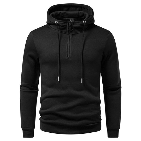 Herren Modernes sportlich-elegantes Kapuzen-Sweatshirt mit Fronthalbzip und Kordelzug Nord Taschen