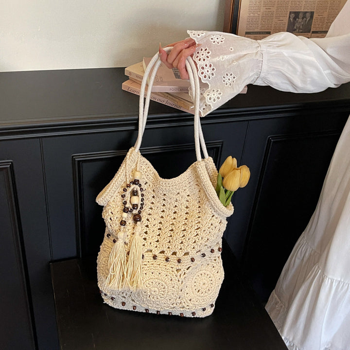 Damen gehäkelte Schultertasche mit bezaubernden Quasten Nord Taschen