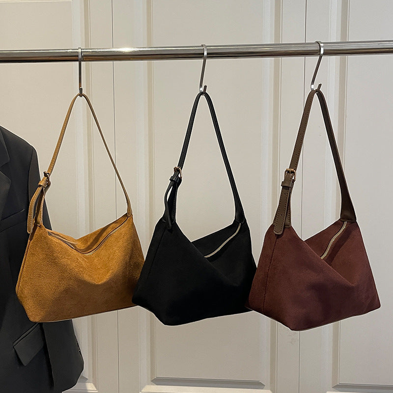 Damen modische Umhängetasche aus weichem Veloursleder Nord Taschen