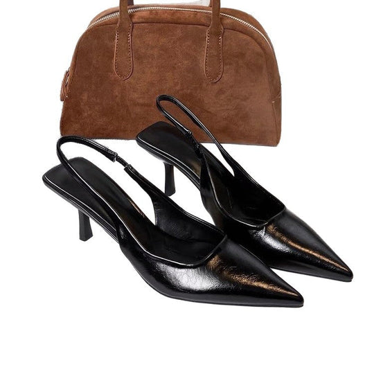 Damen Slingback-Pumps mit spitz zulaufender Silhouette und schimmernder Oberflächenstruktur