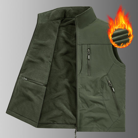 Herren Thermo-Fleece Outdoorweste mit wärmender Teddyfutter-Innenseite, winddichter Außenlage & Multifunktions-Reißverschlusstaschen Nord Taschen