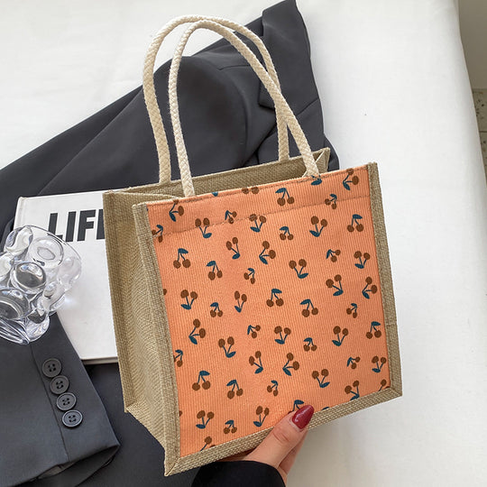 Damen Jute-Tasche mit buntem Blumenmuster Nord Taschen