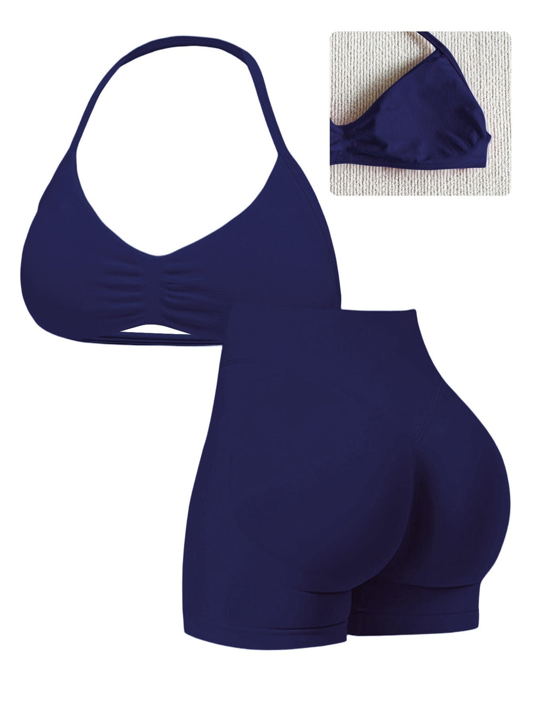 Damen Sport-Bikini-Oberteil mit hoch geschnittenen Shorts und nahtlosem Design