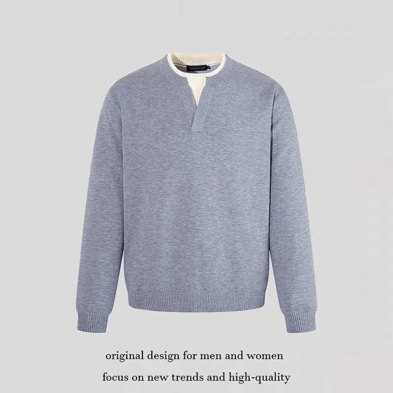 Herren Feinstrick-Pullover mit V‑Schlitzkragen und Rippabschluss Nord Taschen