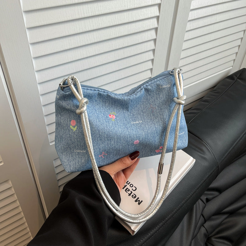 Damen Mini-Handtasche aus Denim mit buntem Stickdesign Nord Taschen