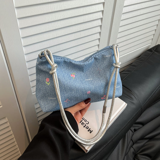 Damen Mini-Handtasche aus Denim mit buntem Stickdesign Nord Taschen