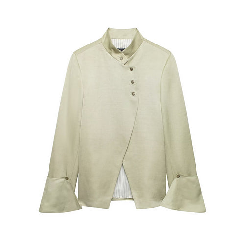 Damen Asymmetrische Jacke mit Stehkragen und Glockenärmeln Nord Taschen