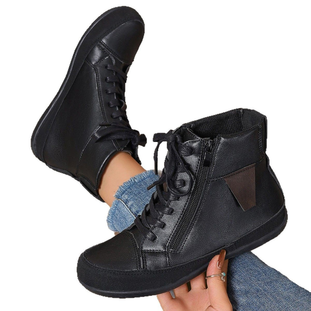 Damen  hochgeschnittene Freizeit-Sneaker-Stiefelette mit seitlichem Reißverschluss gepolstertem Fußbett und rutschfester Gummisohle Nord Taschen