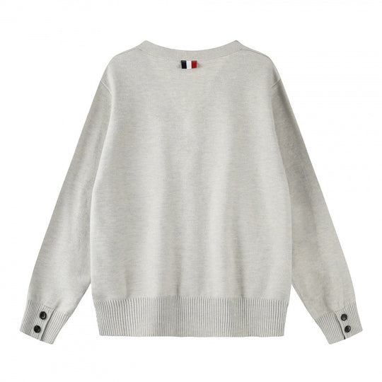 Unisex Oversize V‑Neck Strickcardigan mit Knopfleiste und Seitendruckknöpfen Nord Taschen