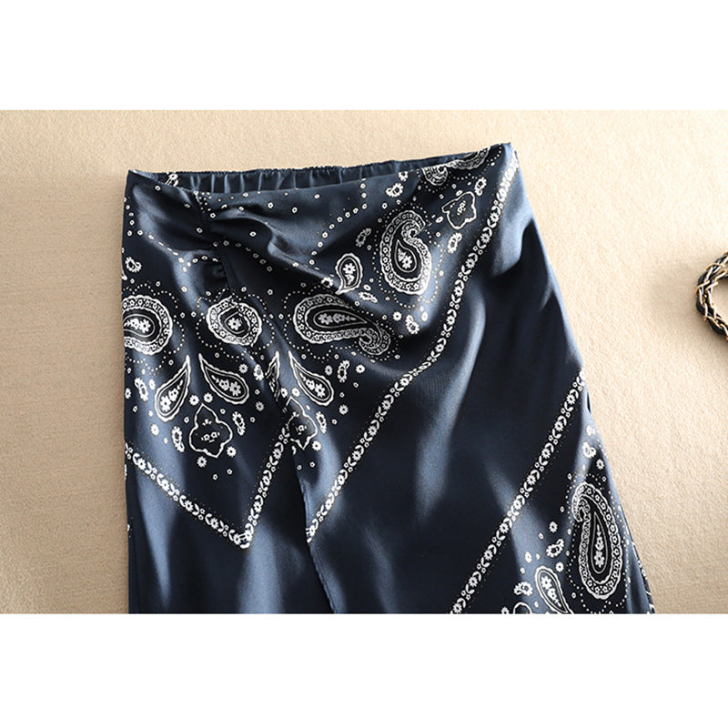Damen Midirock aus Satin-Optik mit Paisley-Print, Bias-Cut & hohem Bund Nord Taschen
