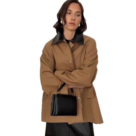 Damen Oversize utilitarische Jacke mit großen Pattentaschen und Kontrastkragen Nord Taschen