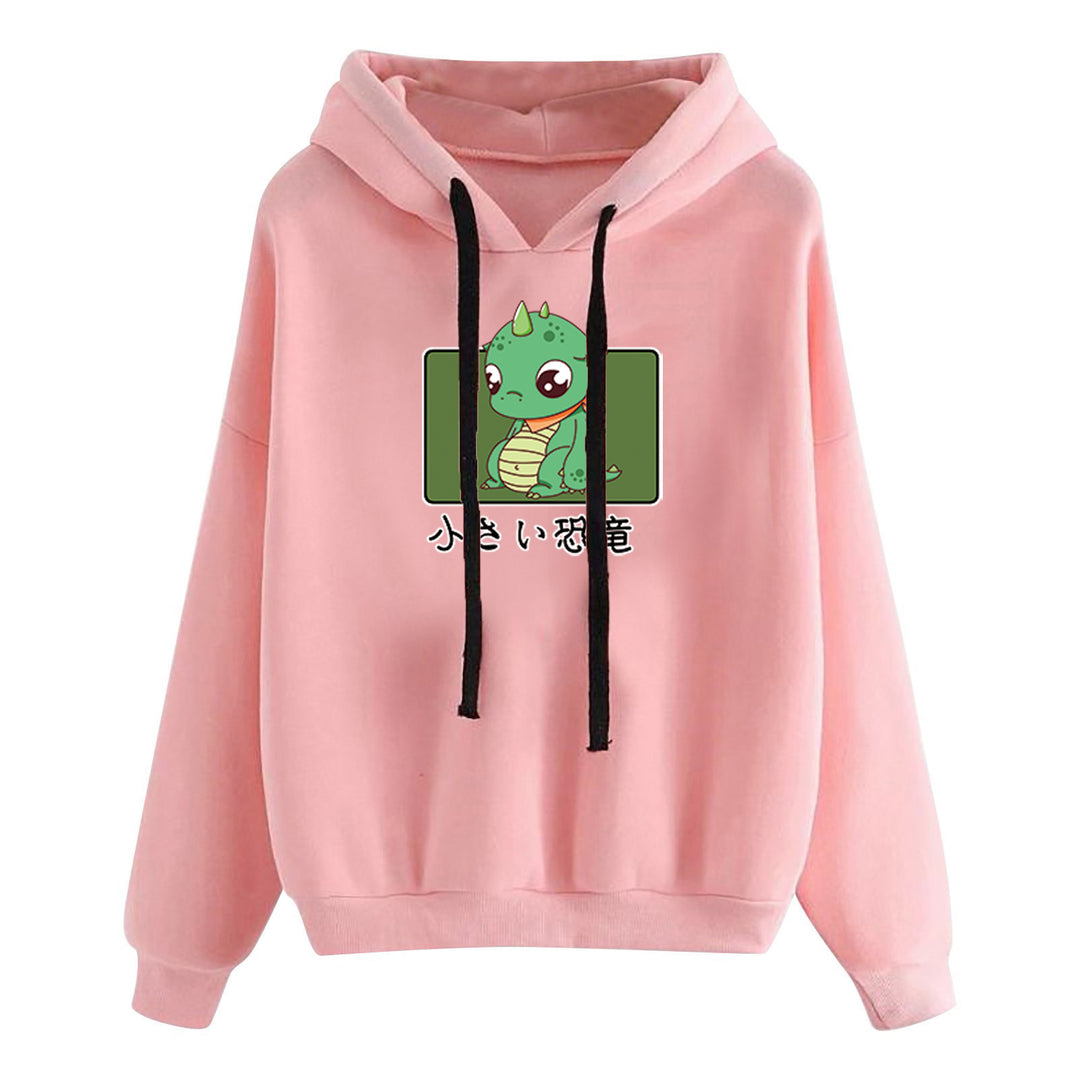 Damen nan kurz geschnittener Cropped-Kapuzenpullover mit niedlicher Frosch-Illustration und verstellbarer Kapuze Nord Taschen