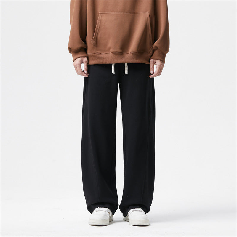 Herren Ultraweit geschnittene Fleece-Loungehose mit Tunnelzug und geradem Bein Nord Taschen