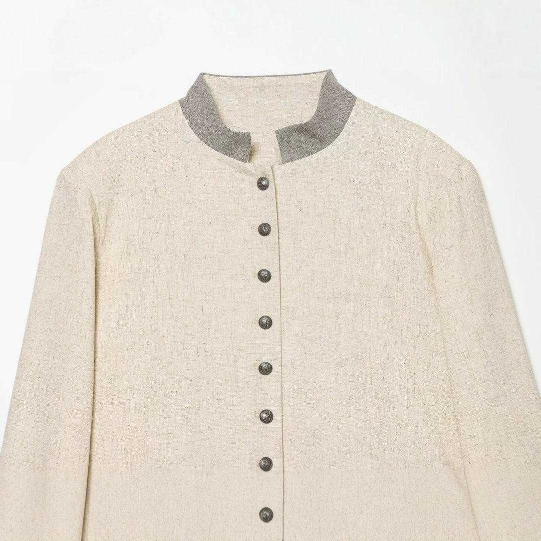 Damen Cropped Jacke im Boxy‑Schnitt mit kurzem Stehkragen und Zierknopfleiste Nord Taschen