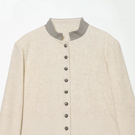 Damen Cropped Jacke im Boxy‑Schnitt mit kurzem Stehkragen und Zierknopfleiste Nord Taschen