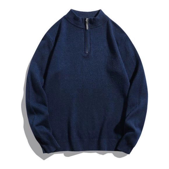Herren Feinstrick-Halbzippullover in Merino‑Optik mit Stehkragen und gerippten Bündchen Nord Taschen