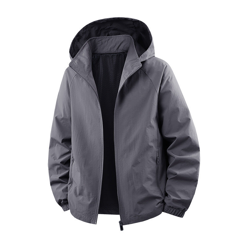 Herren Ultraleichte atmungsaktive Kapuzen‑Übergangsjacke mit Meshfutter und wasserabweisender Microripstop‑Hülle Nord Taschen