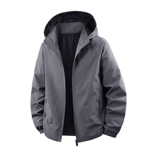 Herren Ultraleichte atmungsaktive Kapuzen‑Übergangsjacke mit Meshfutter und wasserabweisender Microripstop‑Hülle Nord Taschen