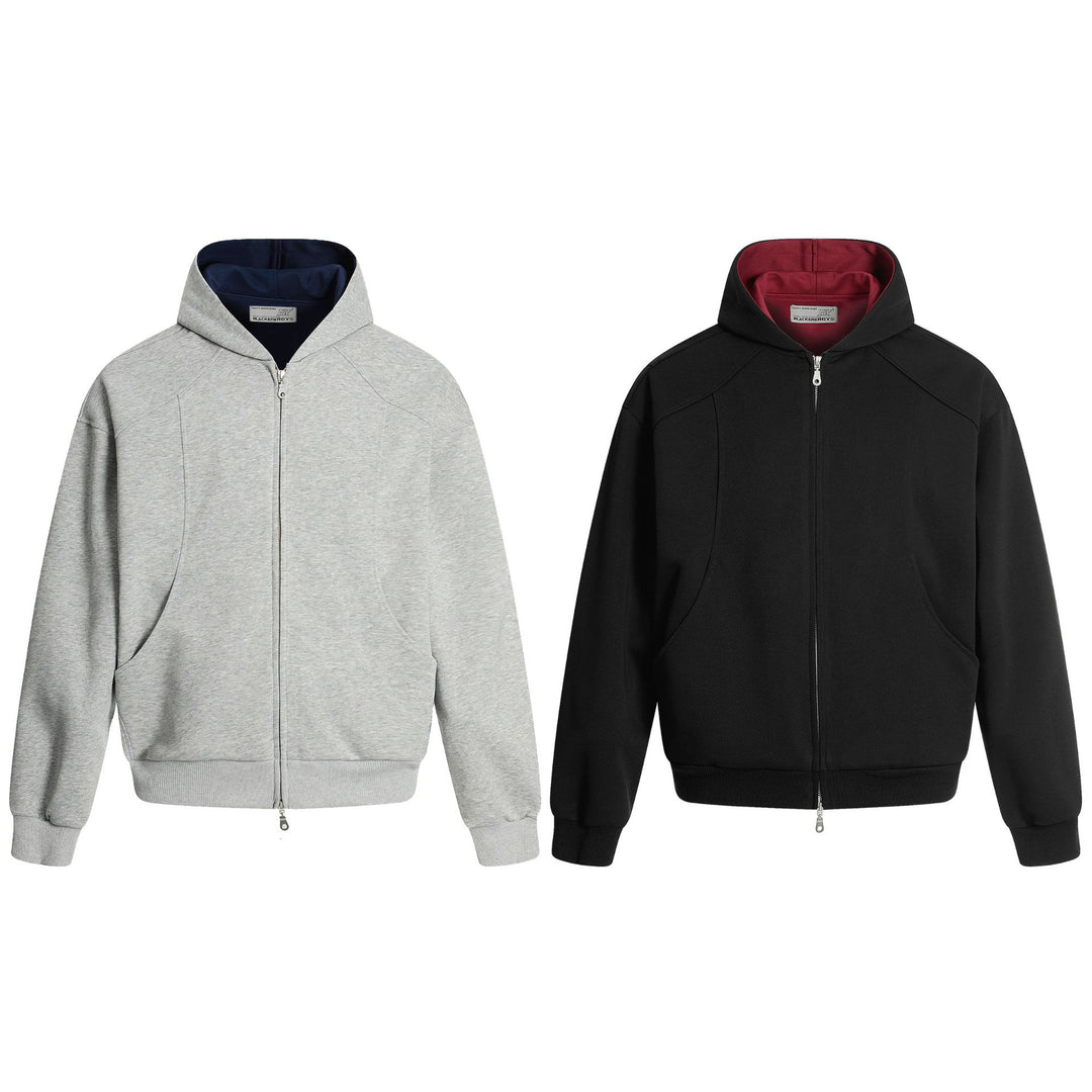 Unisex Oversize Kapuzen-Sweatjacke aus French-Terry mit Raglanärmeln und Zweiwegreißverschluss Nord Taschen