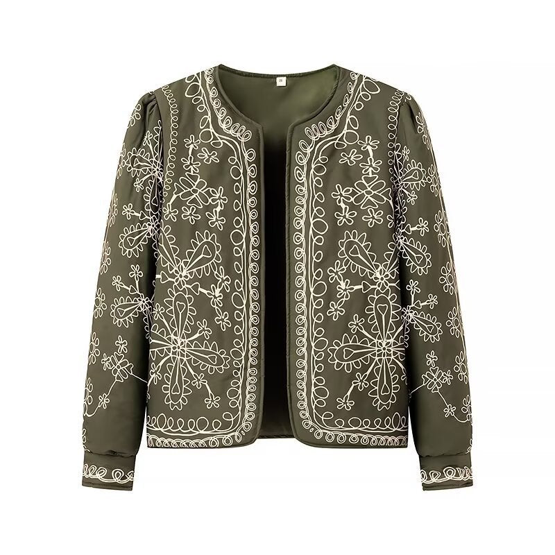 Damen Offene Blazerjacke mit floralem Allover-Print, Rundhalsausschnitt und femininer Passform Nord Taschen