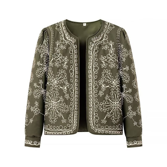 Damen Offene Blazerjacke mit floralem Allover-Print, Rundhalsausschnitt und femininer Passform Nord Taschen