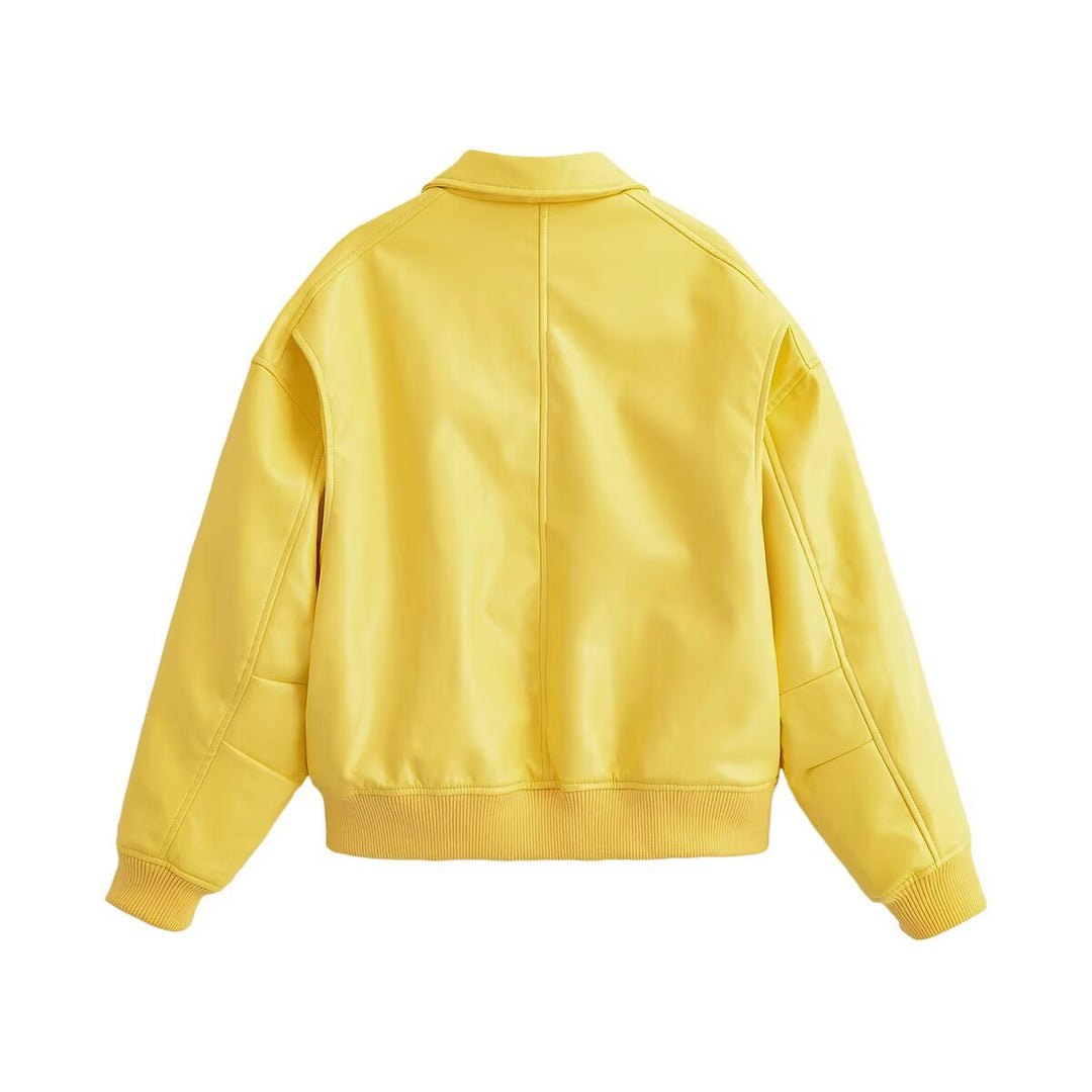 Damen Oversized Bomberjacke mit Reißverschluss, Kragen, gerippten Bündchen und Pattentaschen Nord Taschen