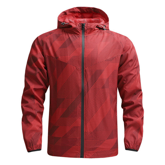 Herren Ultraleichte atmungsaktive Windjacke mit Kapuze und reflektierendem Geometrie-Print Nord Taschen